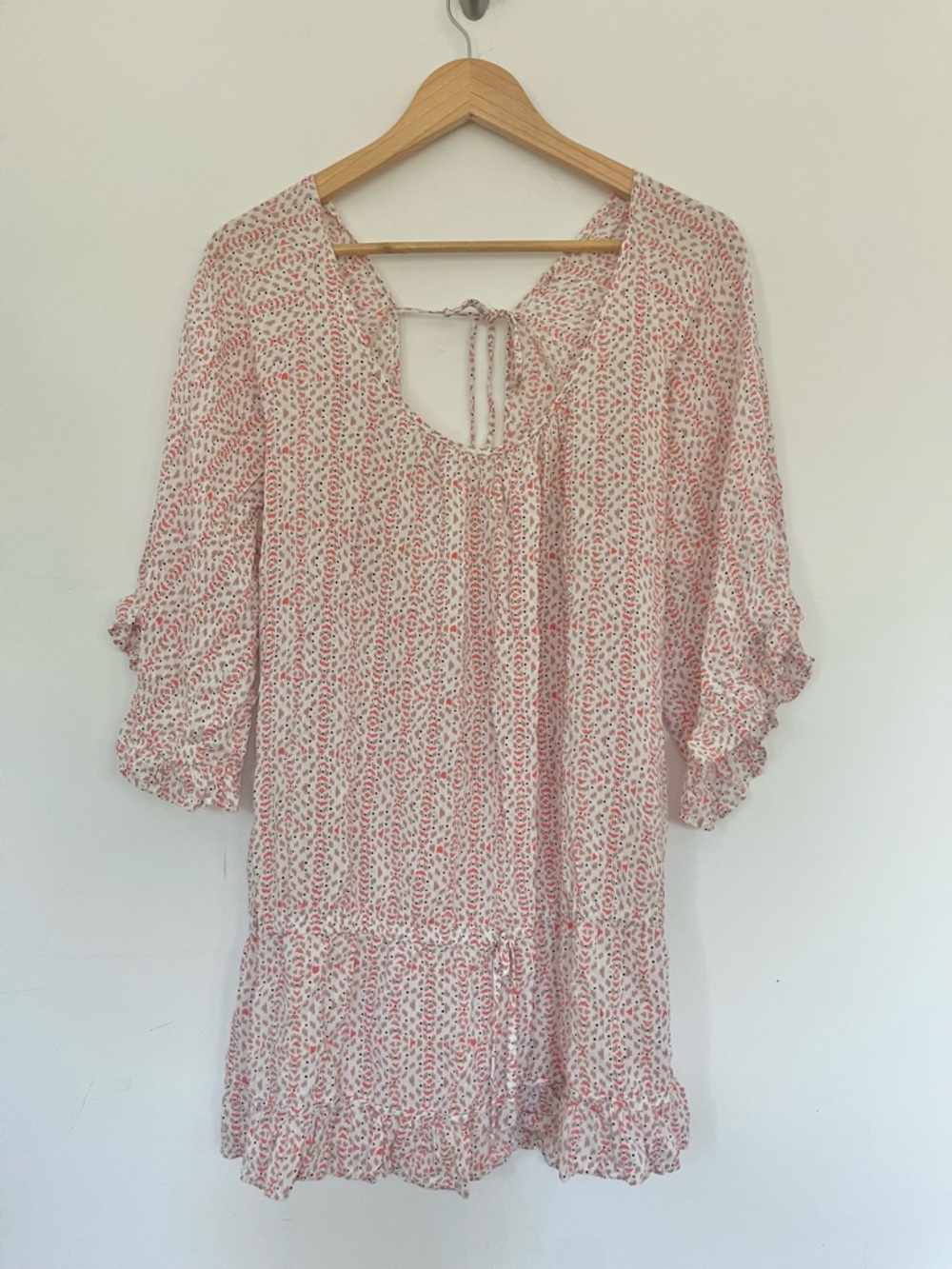 Eberjey Nightdress Pajamas Lightweight Floral Peasant Style in Cream Coral M/L